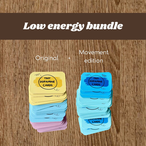 Low energy bundle - original + movement - Tiny Dopamine - ADHD Task Cards for Overwhelm & Motivation | Daily Reset Tool | Get Unstuck | Self Care Cards | Mental Health Gift