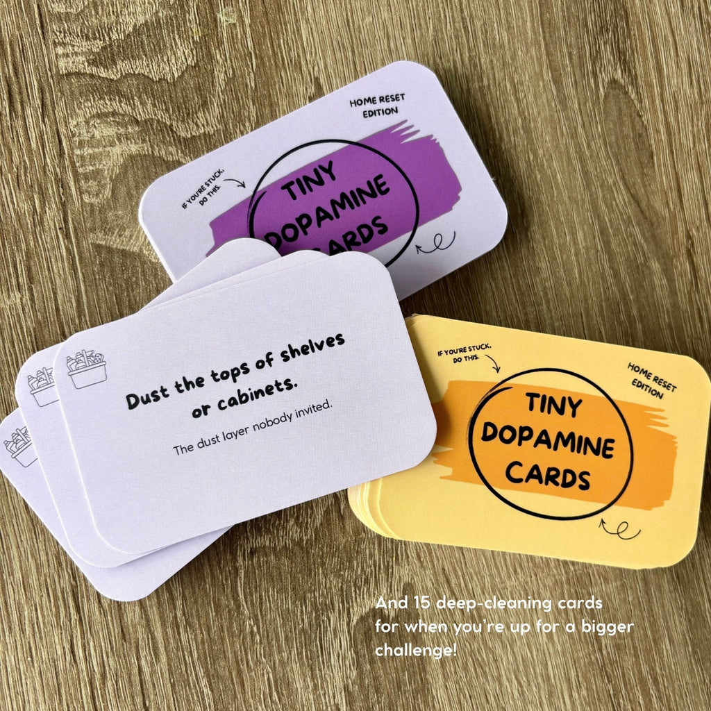 Tiny Dopamine Cards – Home Reset Deck - Tiny Dopamine - ADHD Task Cards for Overwhelm & Motivation | Daily Reset Tool | Get Unstuck | Self Care Cards | Mental Health Gift