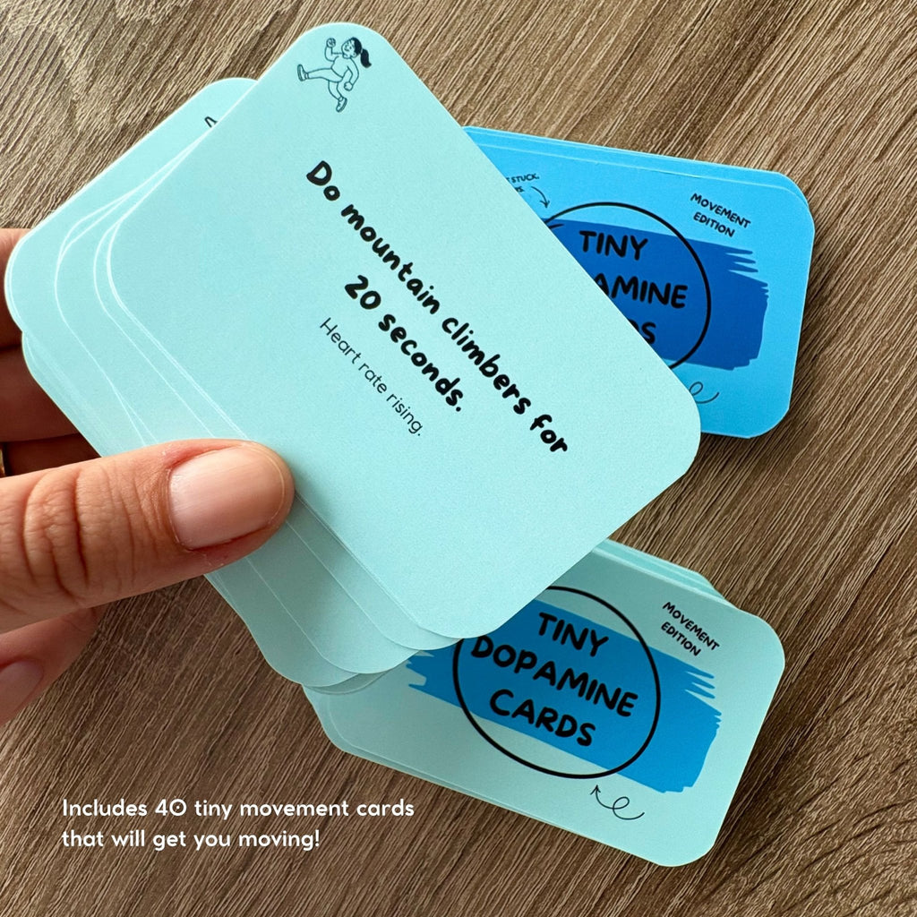 Tiny Dopamine Cards – Movement Deck - ADHD Task Cards for Overwhelm & Motivation | Daily Reset Tool | Mental Health Gift
