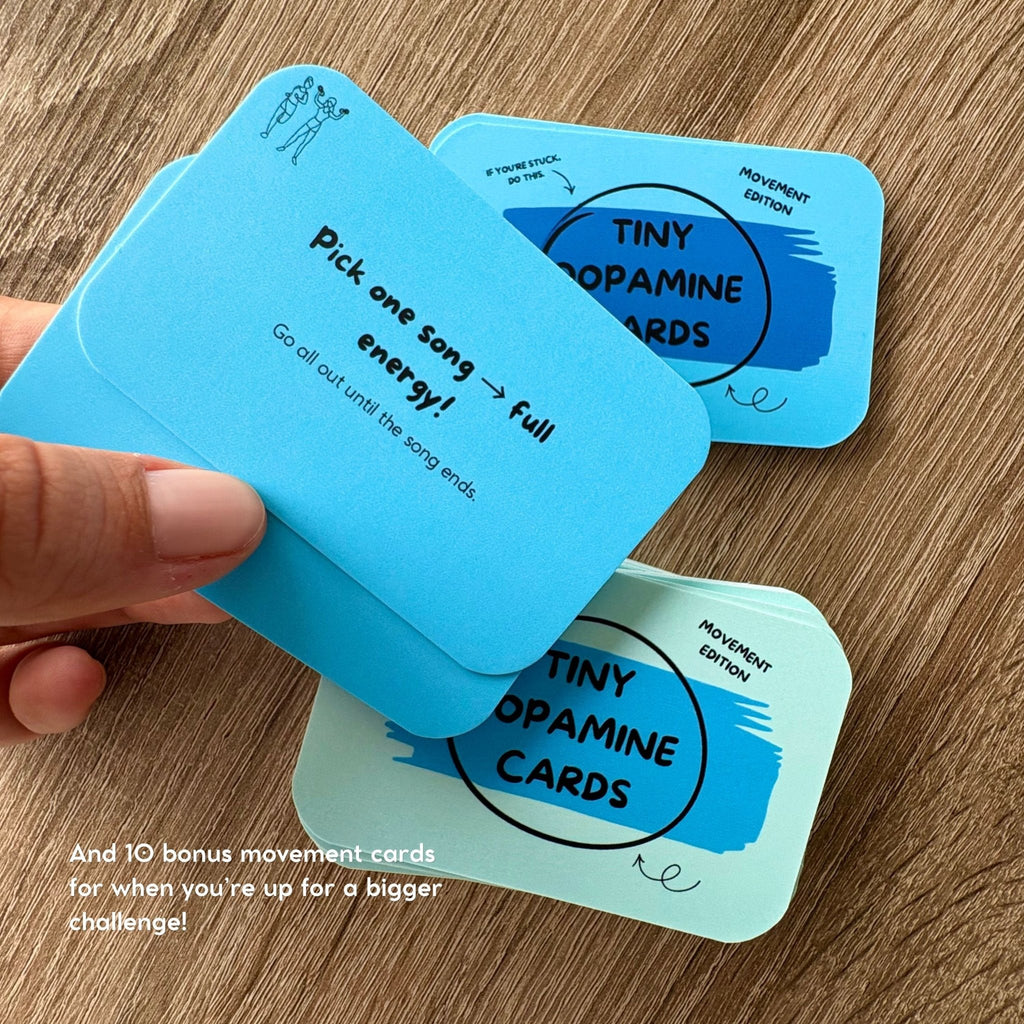 Tiny Dopamine Cards – Movement Deck - ADHD Task Cards for Overwhelm & Motivation | Daily Reset Tool | Mental Health Gift