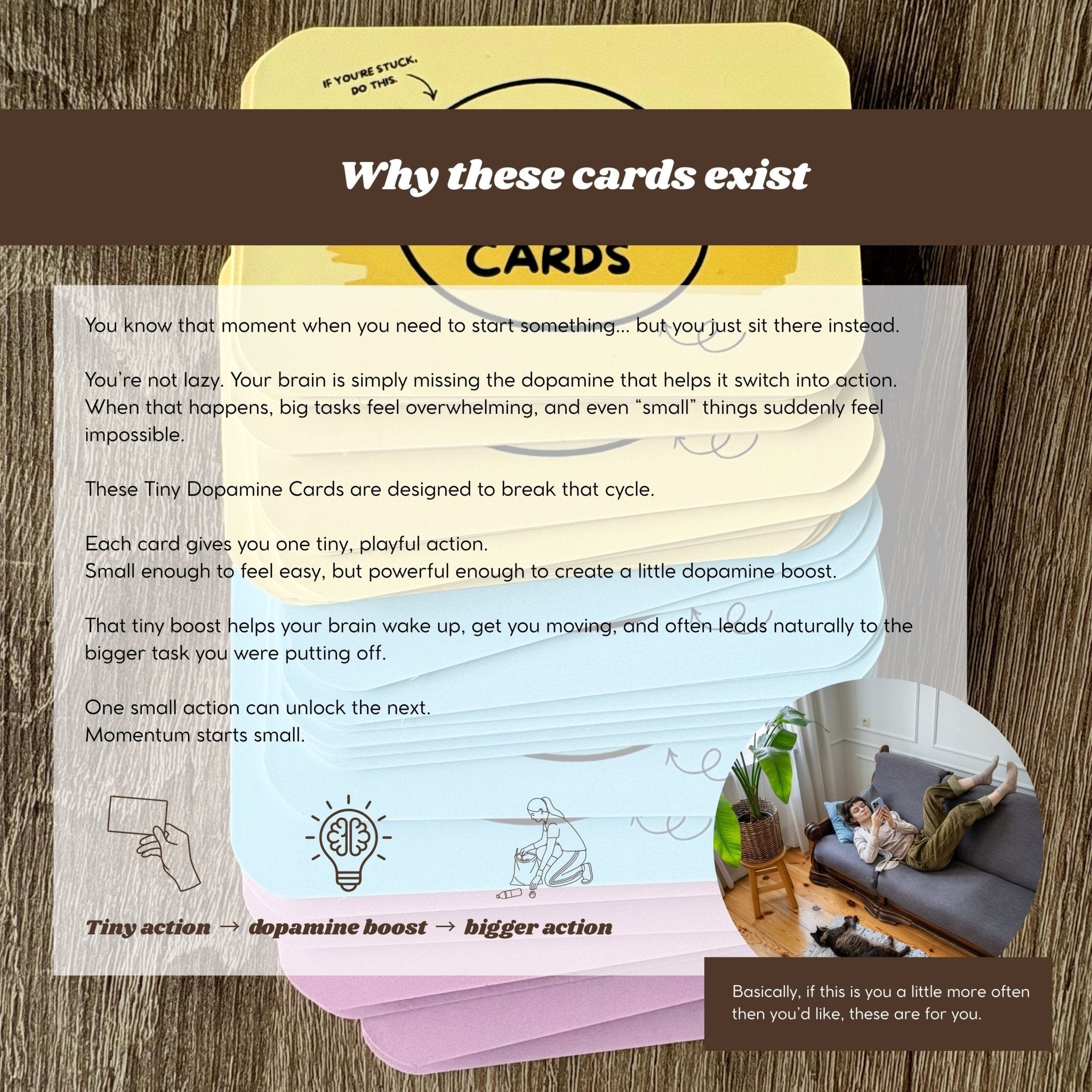 Tiny Dopamine Cards – Original Reset Deck - Tiny Dopamine - ADHD Task Cards for Overwhelm & Motivation | Daily Reset Tool | Get Unstuck | Self Care Cards | Mental Health Gift