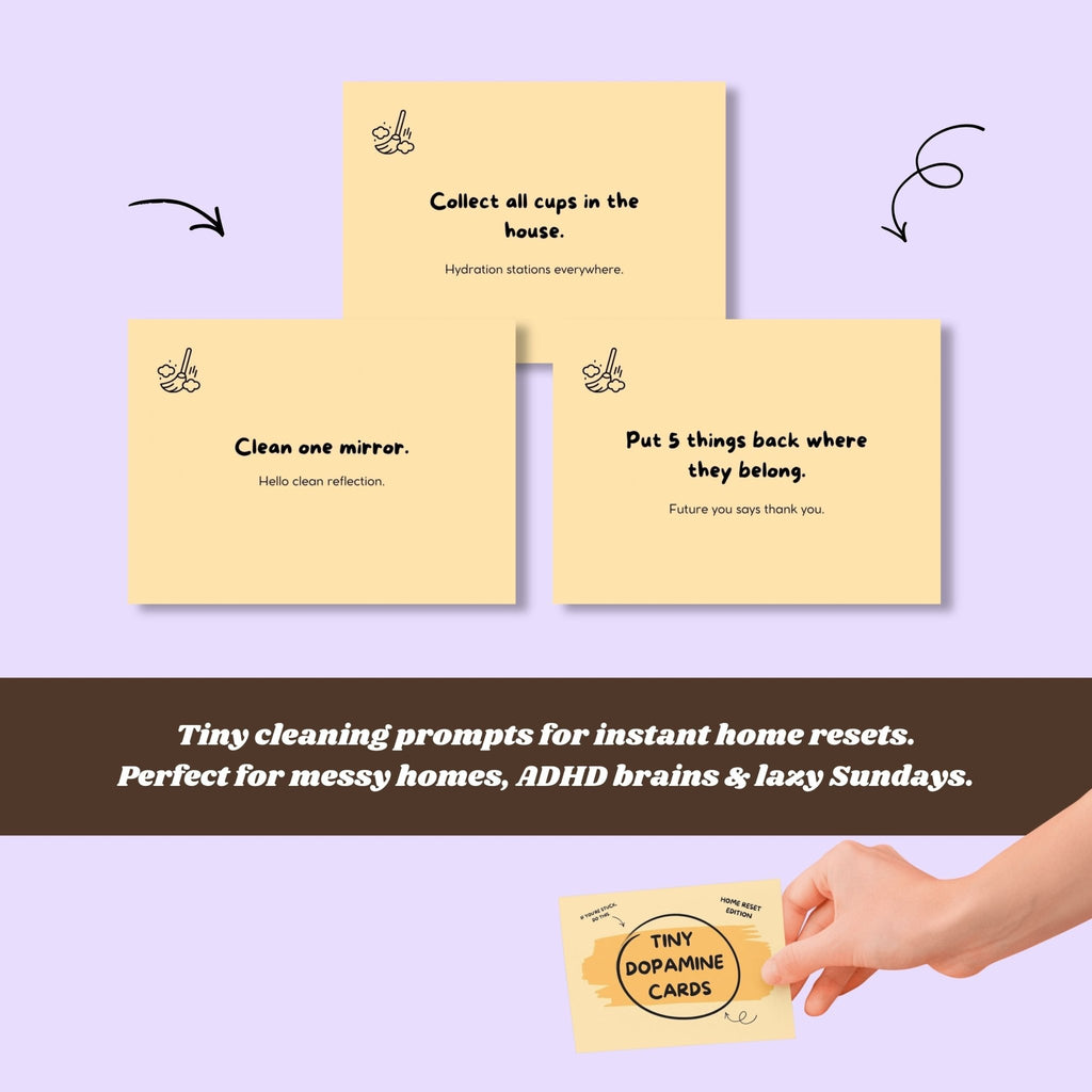Tiny Dopamine Cards – Printable Home Reset Deck - Tiny Dopamine - ADHD Task Cards for Overwhelm & Motivation | Daily Reset Tool | Get Unstuck | Self Care Cards | Mental Health Gift