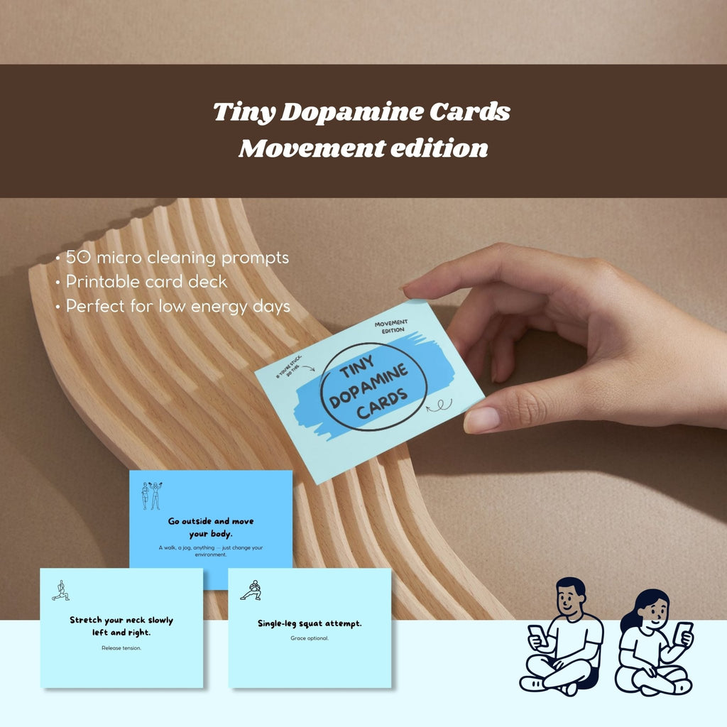 Tiny Dopamine Cards – Printable Movement Deck - Tiny Dopamine - ADHD Task Cards for Overwhelm & Motivation | Daily Reset Tool | Get Unstuck | Self Care Cards | Mental Health Gift