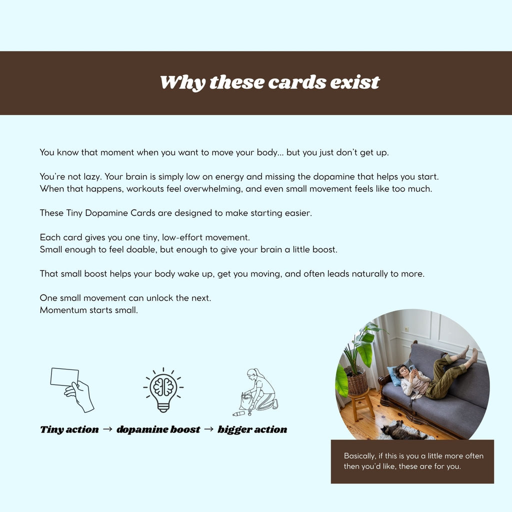 Tiny Dopamine Cards – Printable Movement Deck - Tiny Dopamine - ADHD Task Cards for Overwhelm & Motivation | Daily Reset Tool | Get Unstuck | Self Care Cards | Mental Health Gift