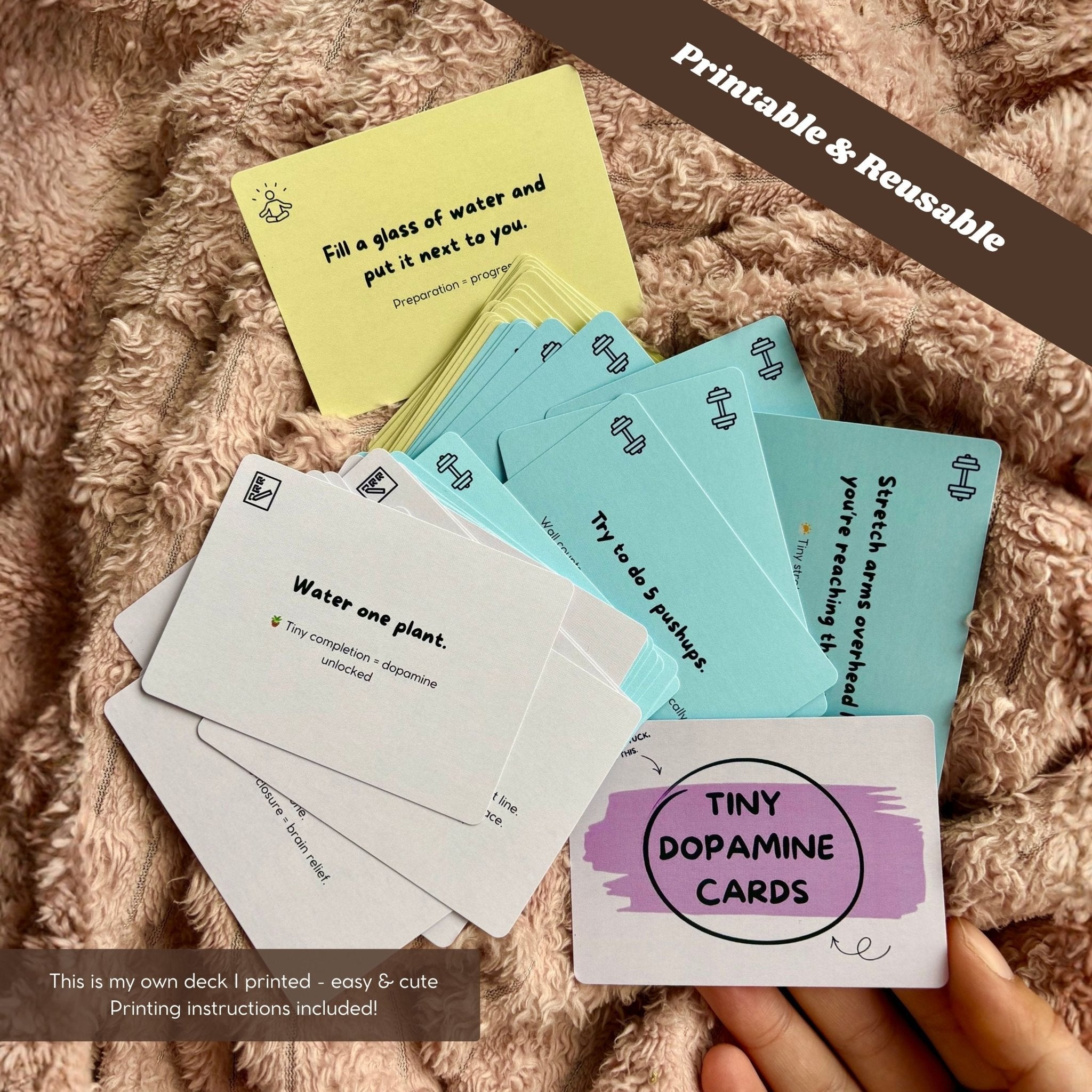 Tiny Dopamine Cards – Printable Original Reset Deck - Tiny Dopamine - ADHD Task Cards for Overwhelm & Motivation | Daily Reset Tool | Get Unstuck | Self Care Cards | Mental Health Gift