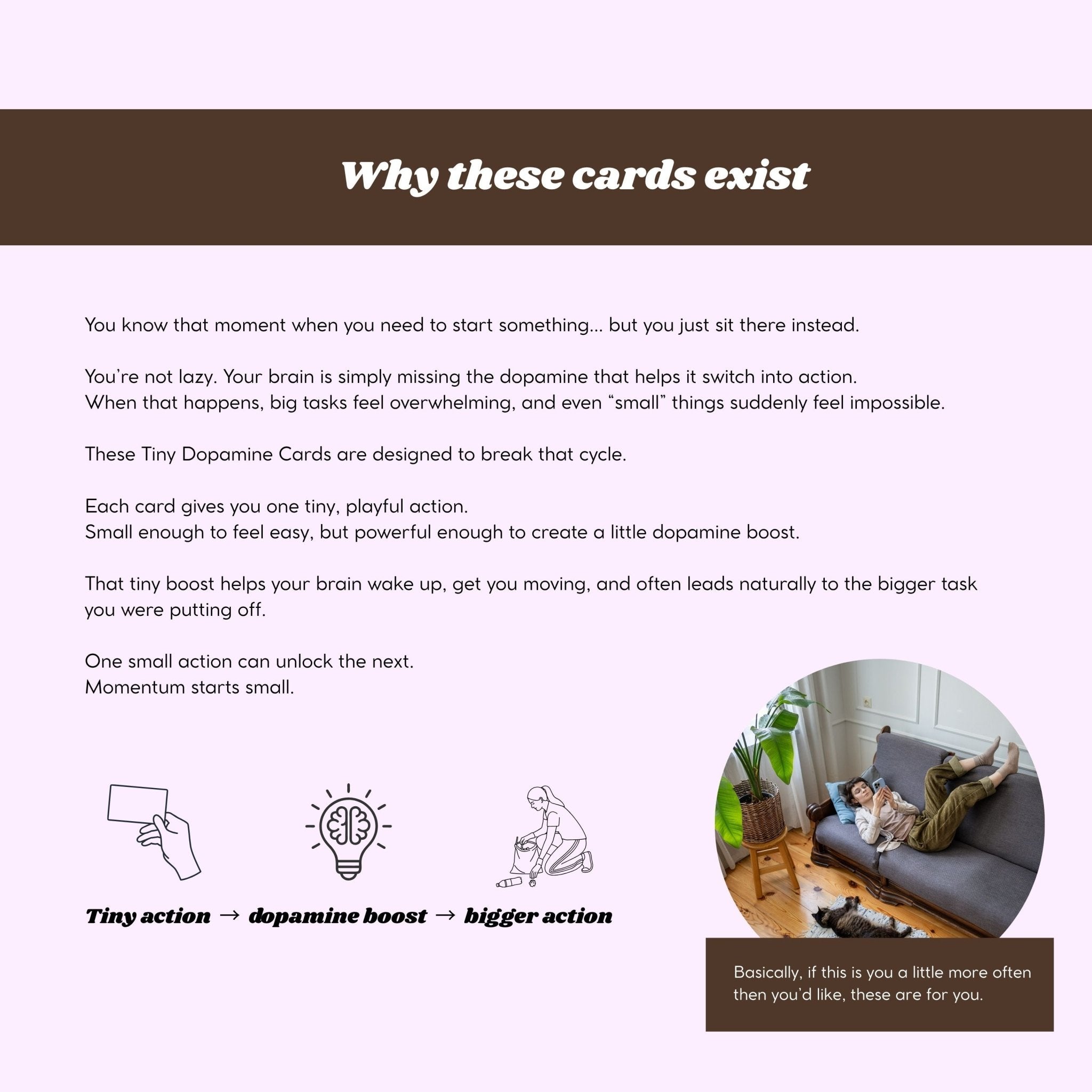 Tiny Dopamine Cards – Printable Original Reset Deck - Tiny Dopamine - ADHD Task Cards for Overwhelm & Motivation | Daily Reset Tool | Get Unstuck | Self Care Cards | Mental Health Gift