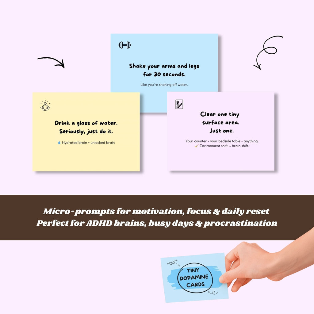 Tiny Dopamine Cards – Printable Original Reset Deck - Tiny Dopamine - ADHD Task Cards for Overwhelm & Motivation | Daily Reset Tool | Get Unstuck | Self Care Cards | Mental Health Gift