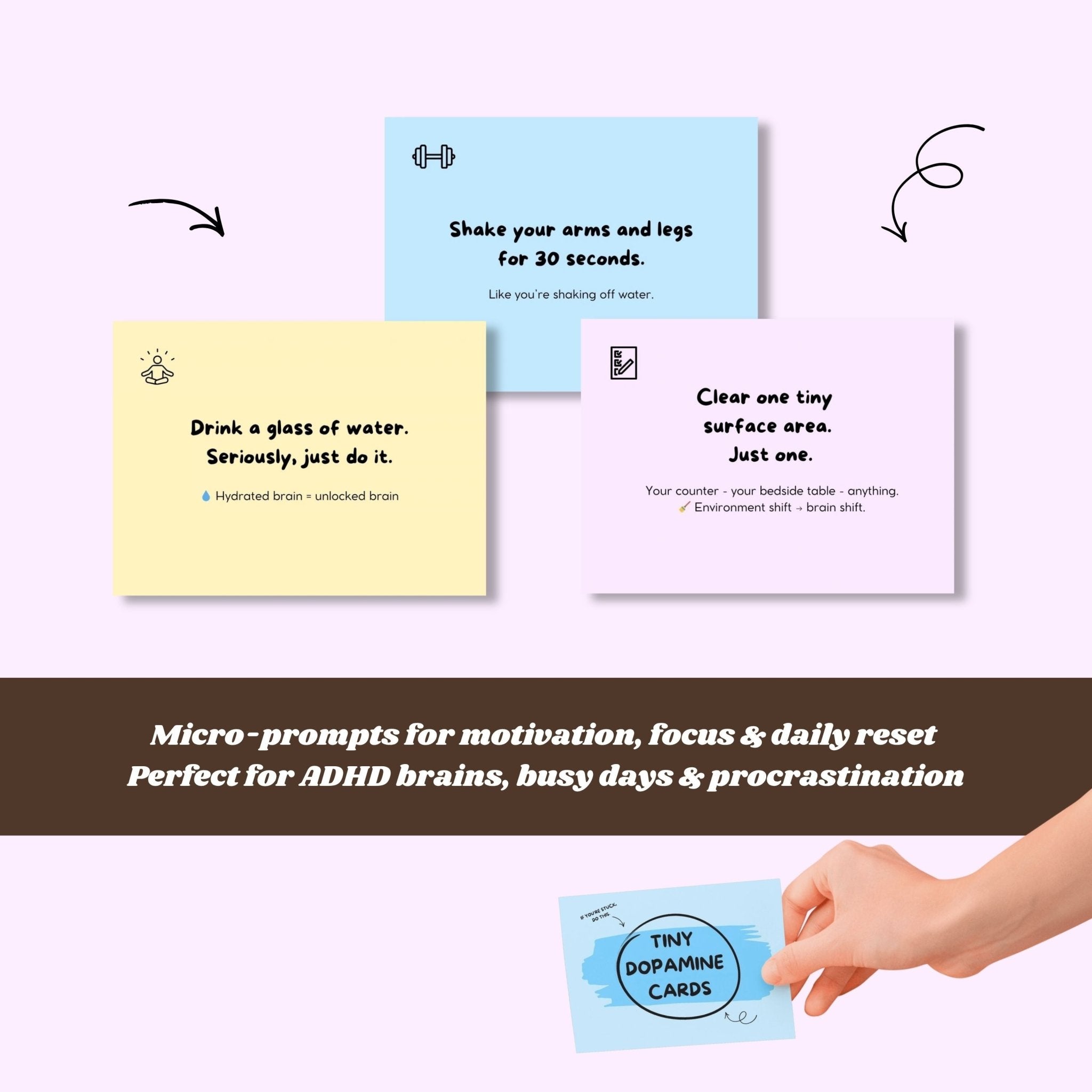 Tiny Dopamine Cards – Printable Original Reset Deck - Tiny Dopamine - ADHD Task Cards for Overwhelm & Motivation | Daily Reset Tool | Get Unstuck | Self Care Cards | Mental Health Gift